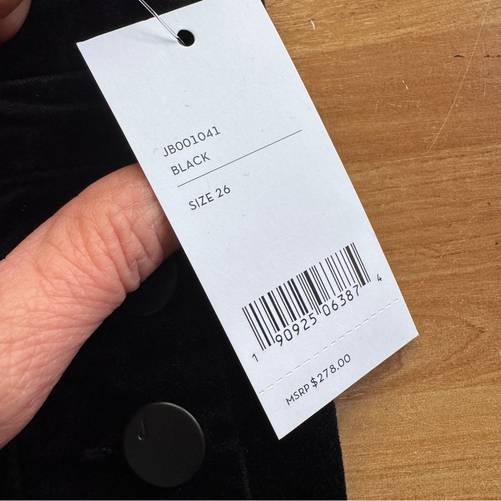 J. Brand Natasha sky high skinny black velvet jeans size 26 NWT, button fly - Picture 6 of 16